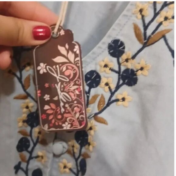 J.Lee blue embroidery A-Line Maxi Dress - Picture 4 of 8